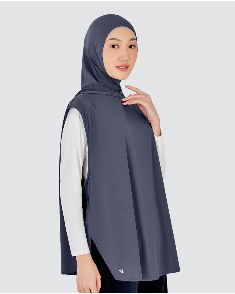 Image of nPOWER HOODIE VEST HIJAB MAXI - STEEL BLUE