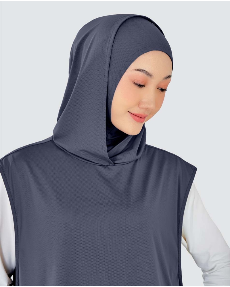 Image of nPOWER HOODIE VEST HIJAB MAXI - STEEL BLUE