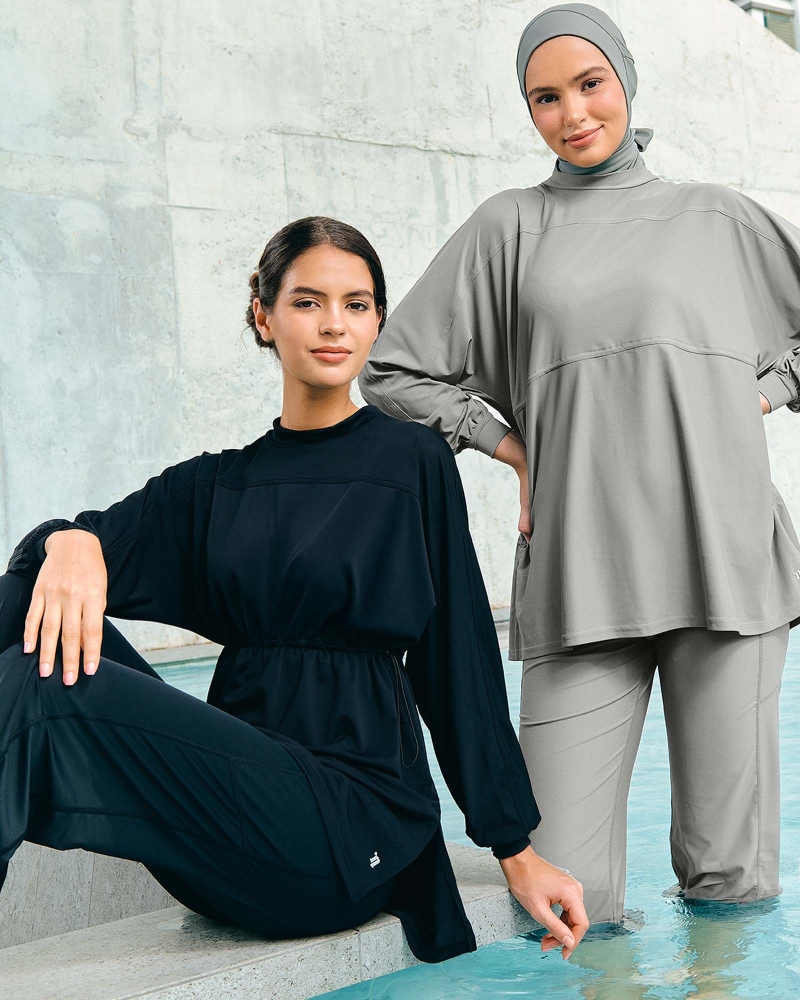 Image of nPOWER MODEST SWIM DRAWSTRING TOP - METEORITE