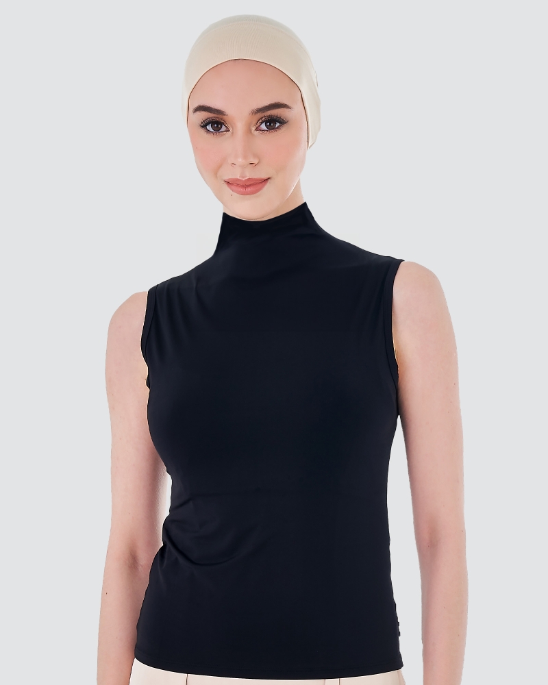 Image of NWEAR HIGH NECK SLEEVELESS TOP - BLACK