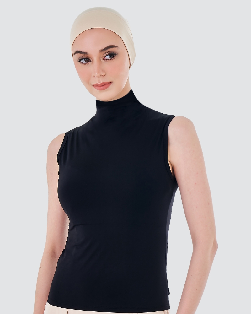 Image of NWEAR HIGH NECK SLEEVELESS TOP - BLACK