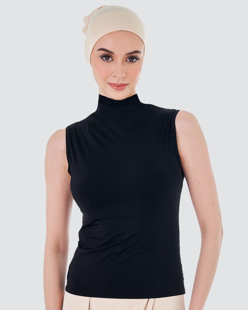 Image of NWEAR HIGH NECK SLEEVELESS TOP - BLACK