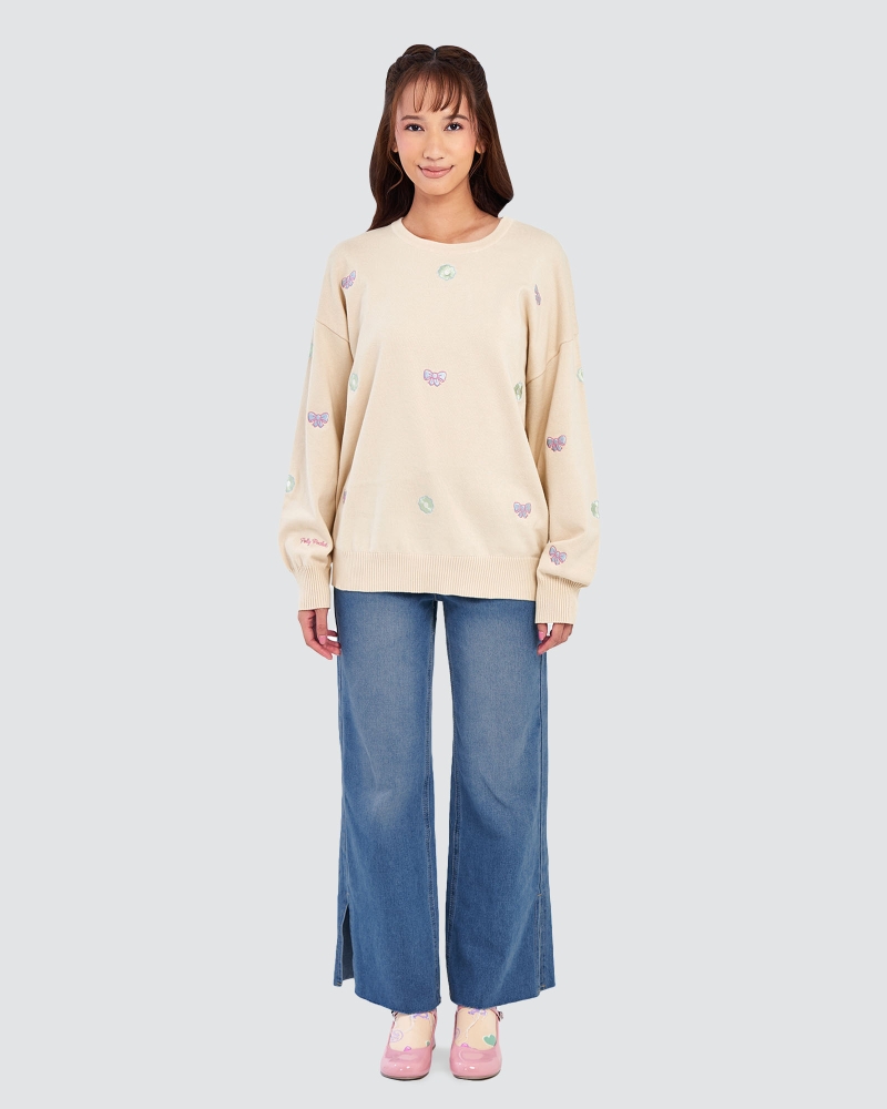 Image of POLLY POCKET X NAELOFAR BOW JUMPER - SNUGGLE CLOUD