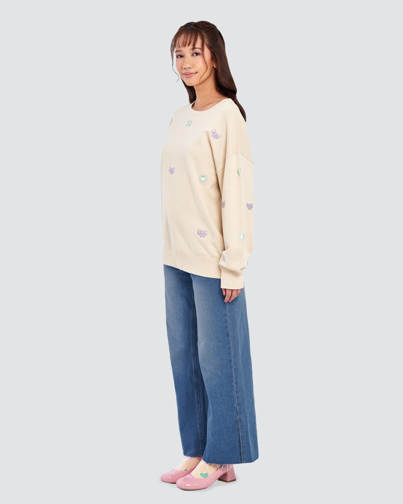 Image of POLLY POCKET X NAELOFAR BOW JUMPER - SNUGGLE CLOUD