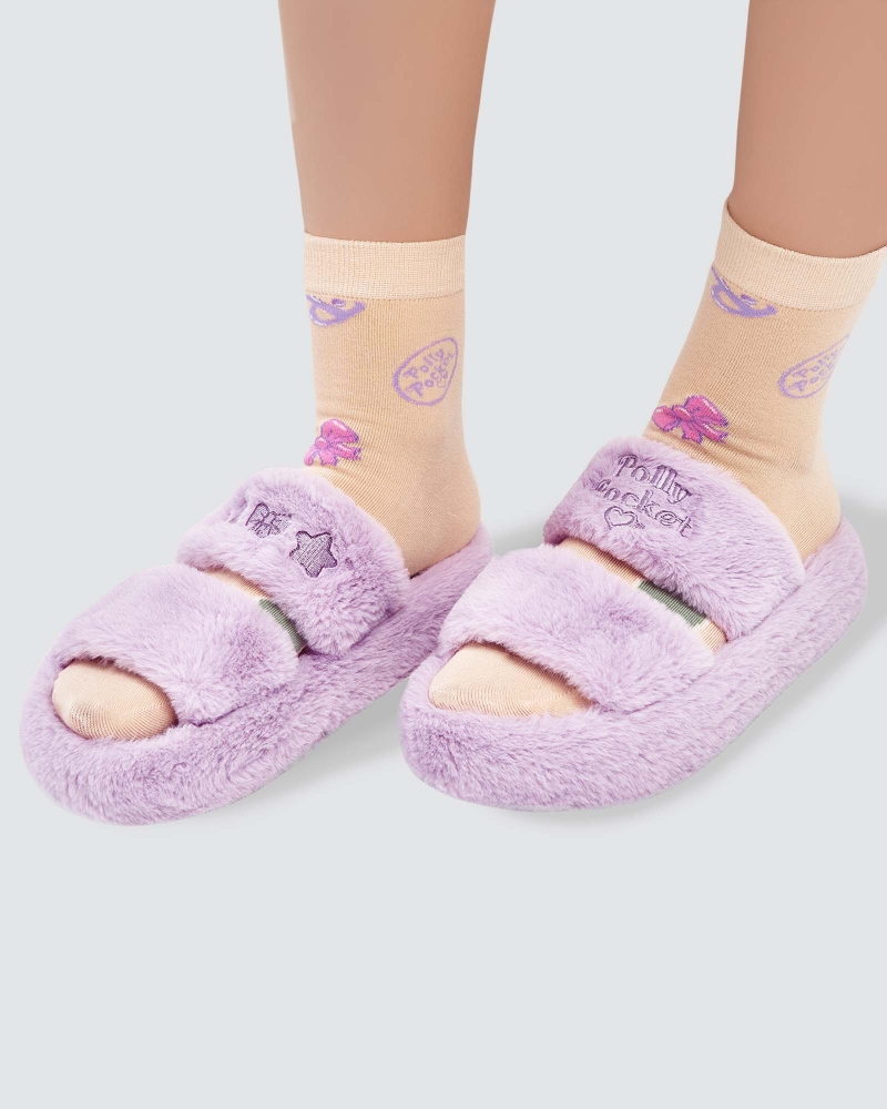Image of POLLY POCKET X NAELOFAR PLUSH SLIPPERS - LOCKET LILAC