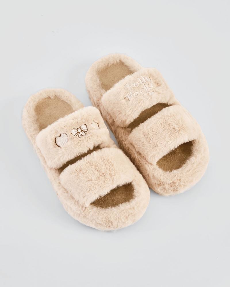 Image of POLLY POCKET X NAELOFAR PLUSH SLIPPERS - MISTY CREAM