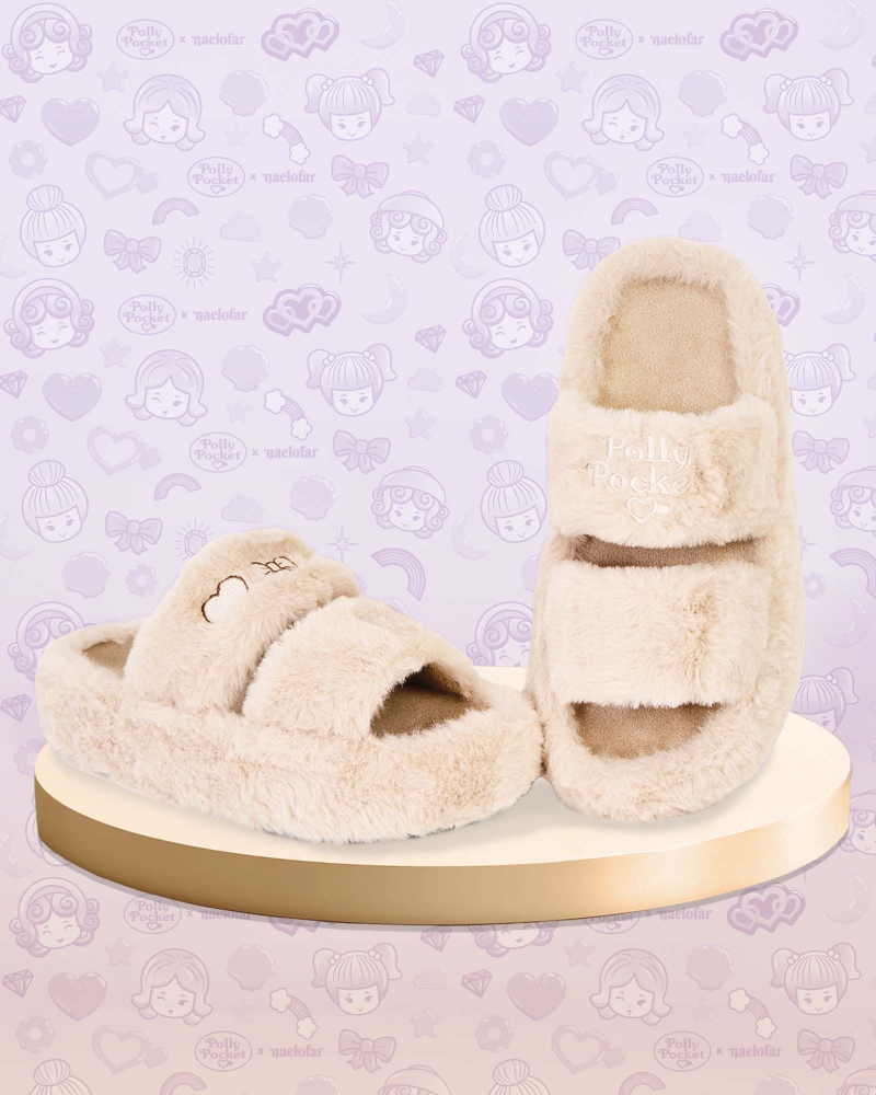 Image of POLLY POCKET X NAELOFAR PLUSH SLIPPERS - MISTY CREAM
