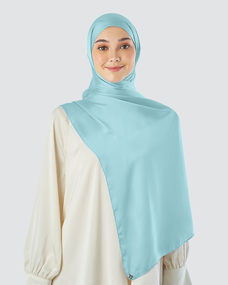 Image of SATIN SHAWL - COOL BLUE