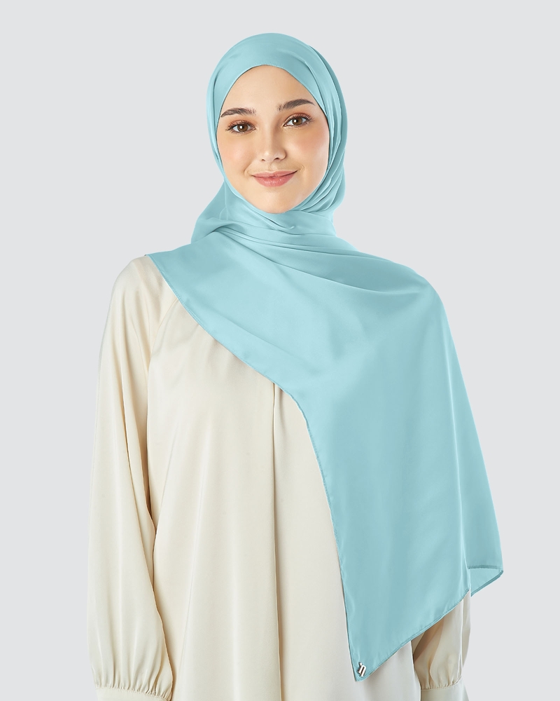 Image of SATIN SHAWL - COOL BLUE