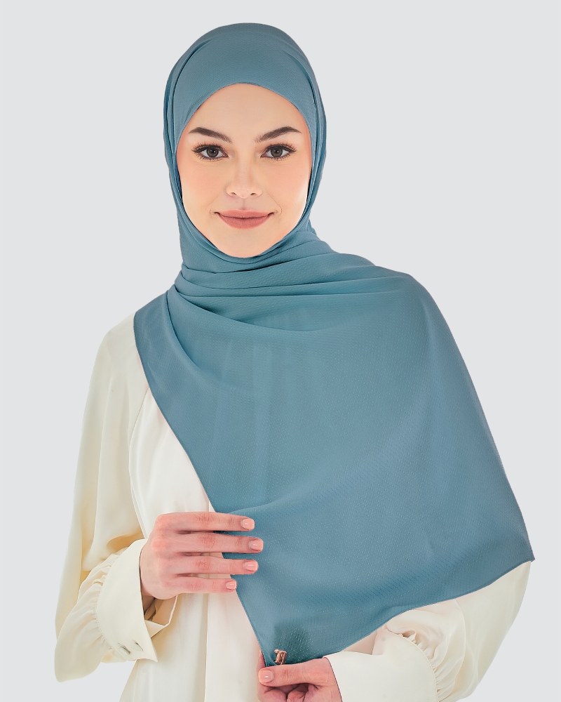 Image of RANIA TEXTURED RAYON SHAWL - DENIM BLUE