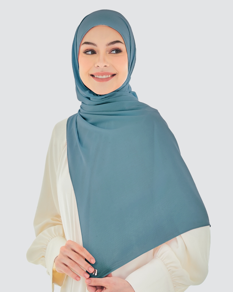 Image of RANIA TEXTURED RAYON SHAWL - DENIM BLUE