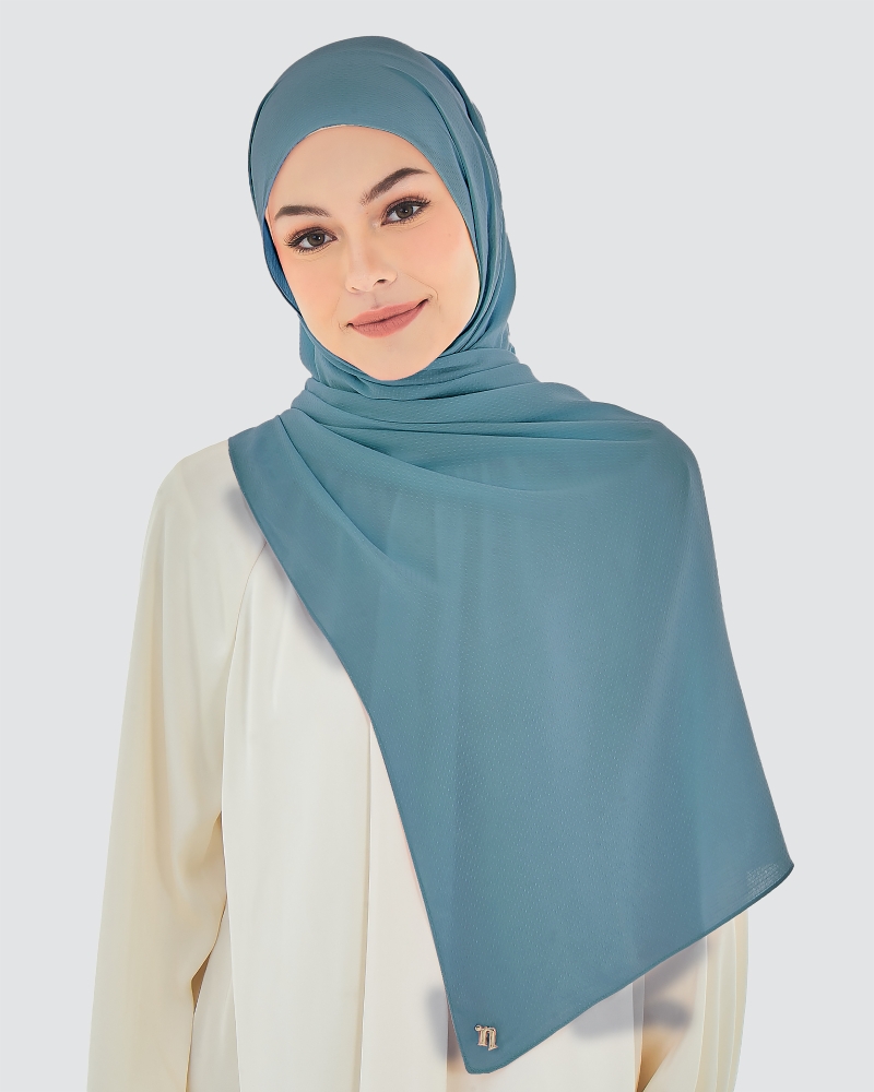 Image of RANIA TEXTURED RAYON SHAWL - DENIM BLUE