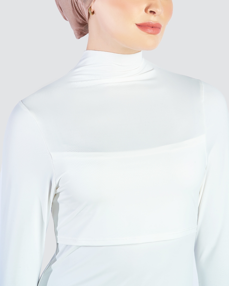 NWEAR HIGH NECK LONG SLEEVE DRESS - WHITE