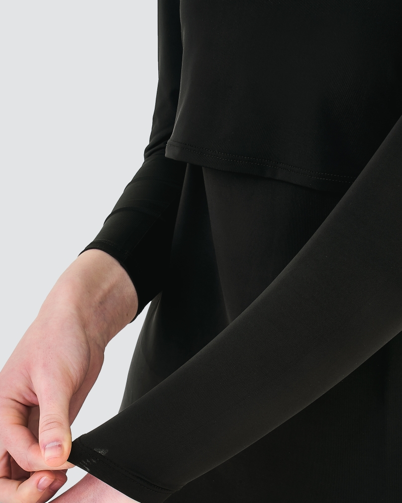 Image of NWEAR CREW NECK LONG SLEEVE DRESS - BLACK