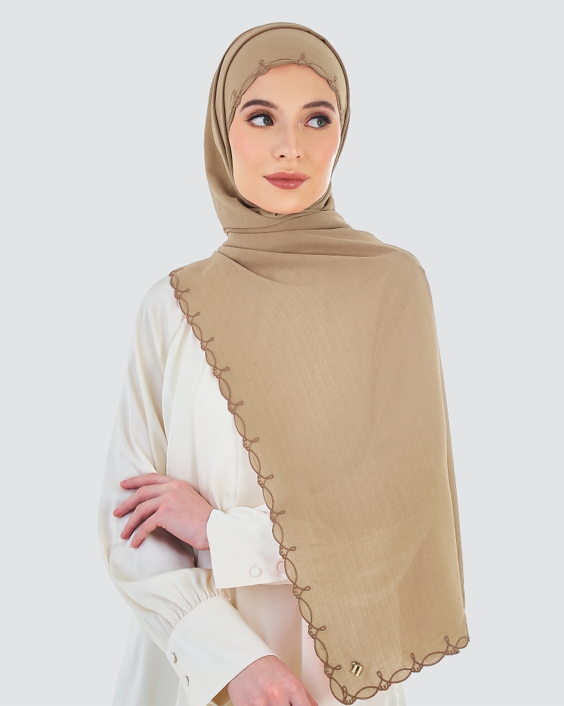 Image of SERI EMBROIDERED SHAWL - BROWN SUGAR