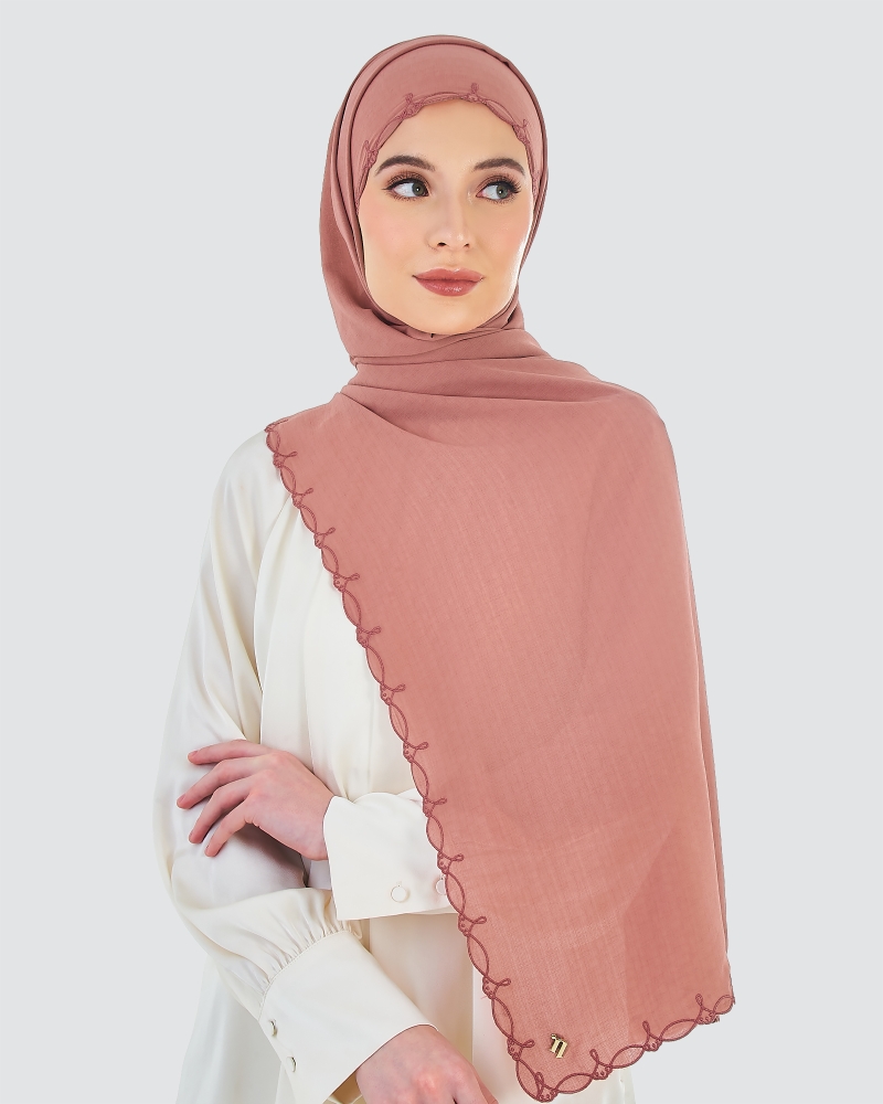 Image of SERI EMBROIDERED SHAWL - DESERT ROSE