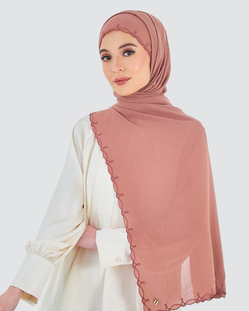 Image of SERI EMBROIDERED SHAWL - DESERT ROSE