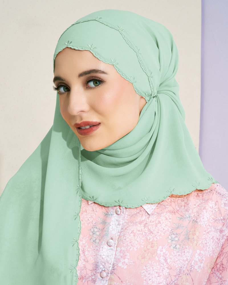 Image of SALEHA EMBROIDERED SHAWL - SEA GREY