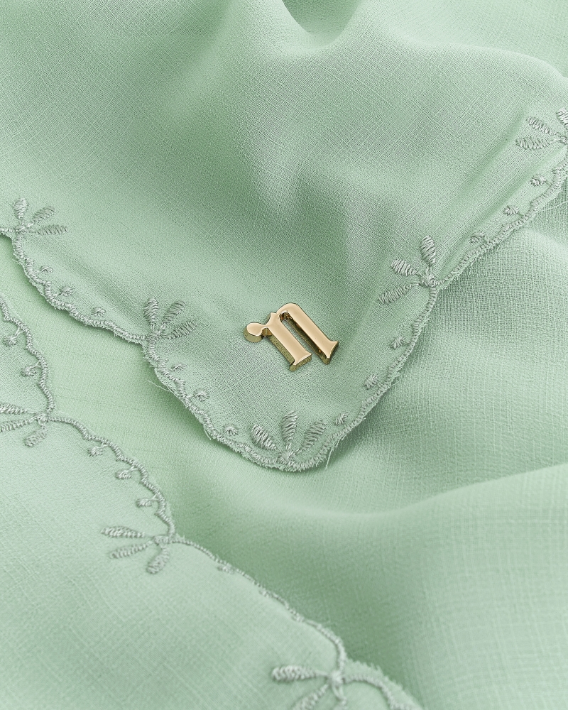 Image of SALEHA EMBROIDERED SHAWL - SEA GREY