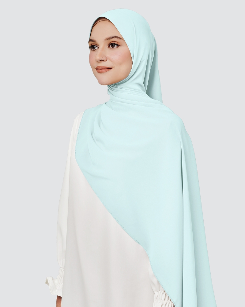 Image of MAYA MATTE SATIN SHAWL - ICE BLUE