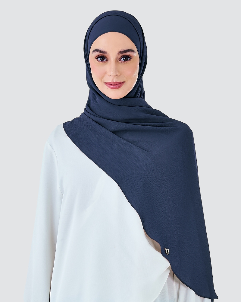 Image of LINIA LINE CHIFFON SHAWL - DARK NAVY
