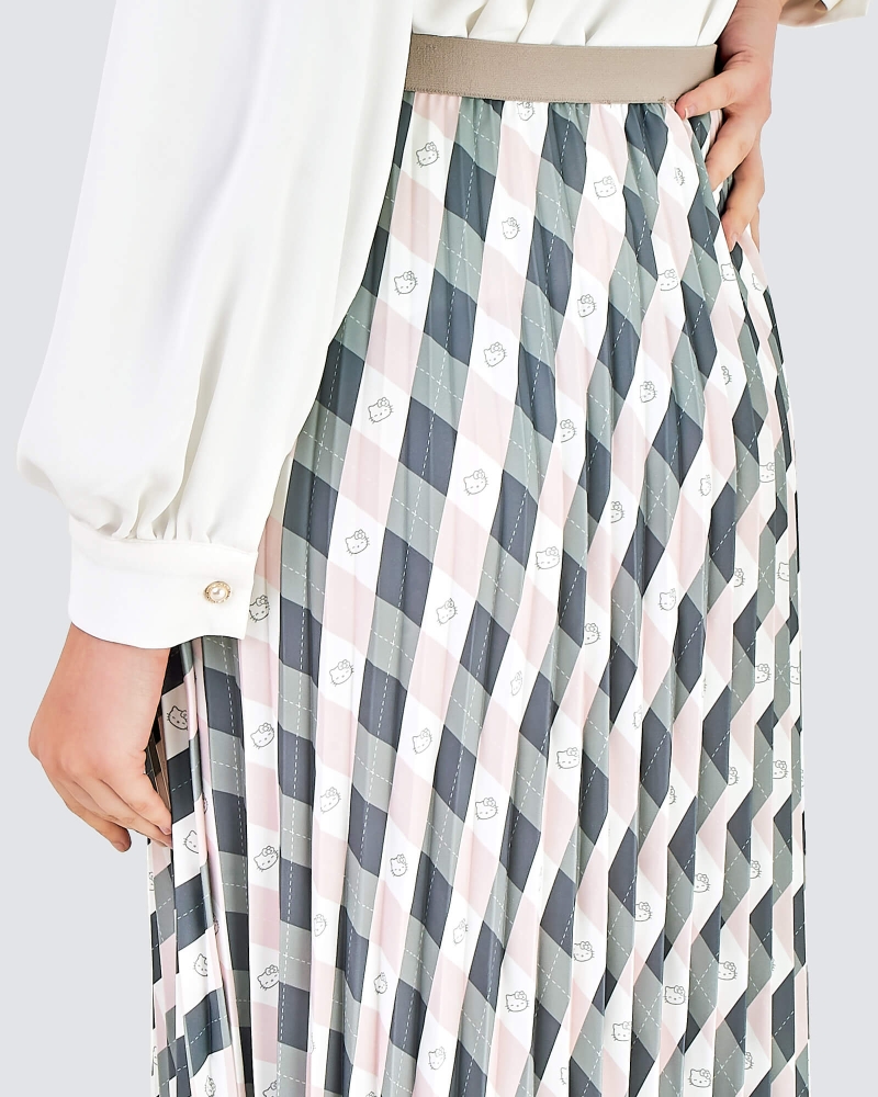 Image of HELLO KITTY X NAELOFAR PLEATED SKIRT - TRUFFLE