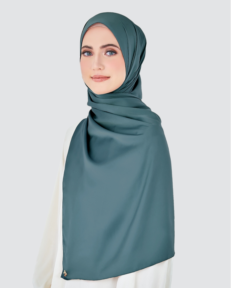 Image of EILA SATIN SHAWL - STONE BLUE