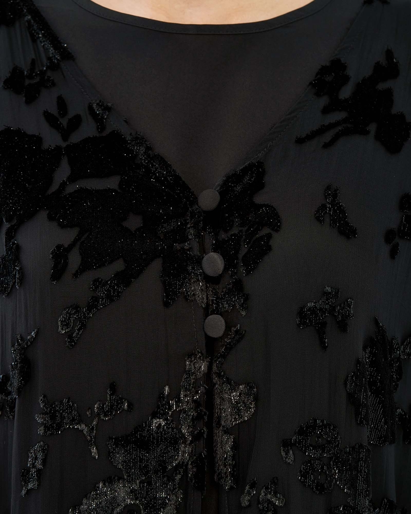 Image of TALA VELVET CHIFFON ABAYA - ECLIPSE