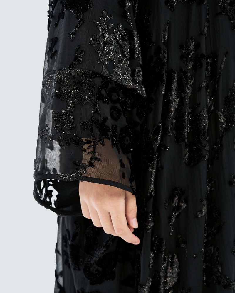 Image of TALA VELVET CHIFFON ABAYA - ECLIPSE