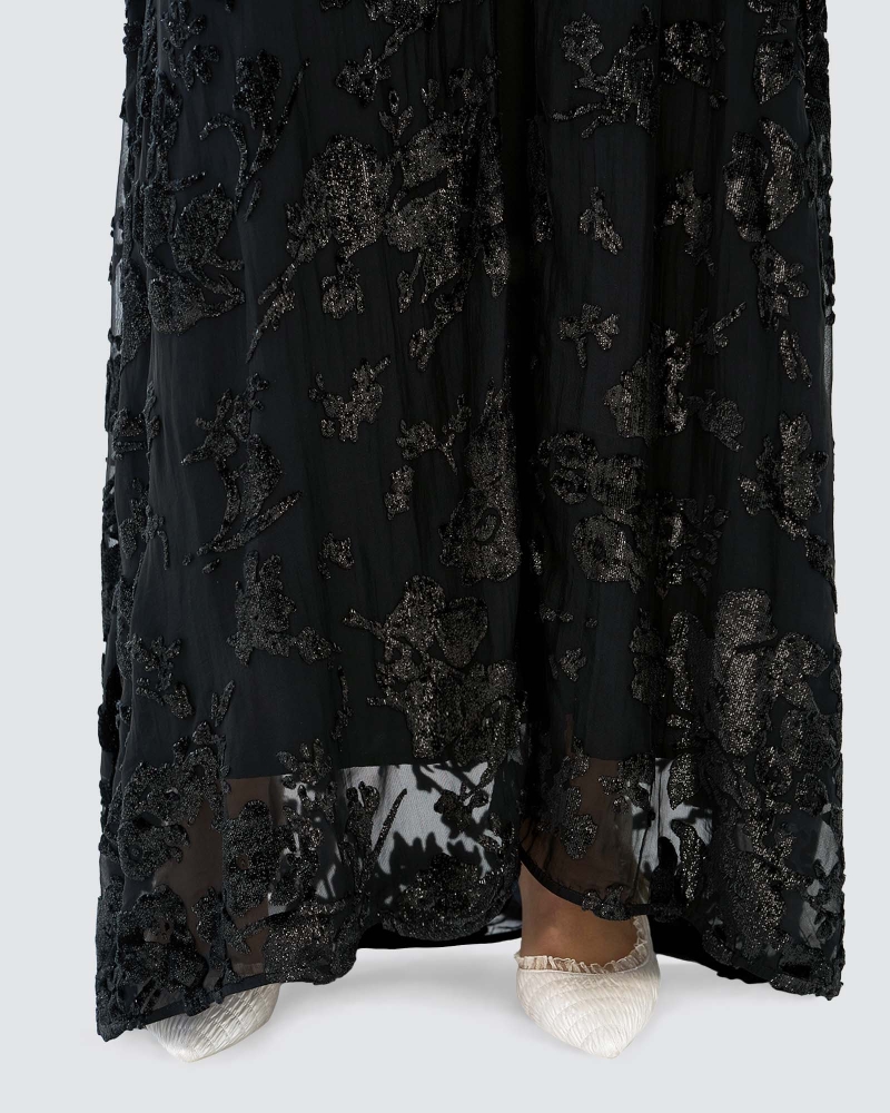 Image of TALA VELVET CHIFFON ABAYA - ECLIPSE