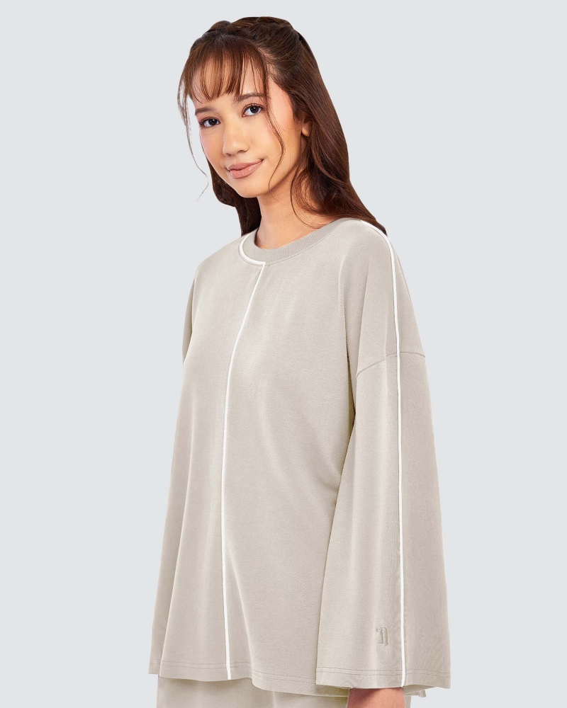THEA OVERSIZED LINE TOP - LATTE