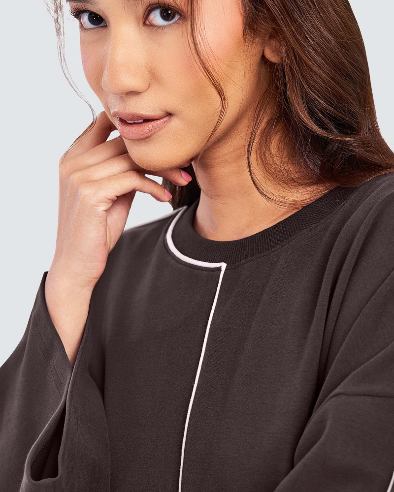 Image of THEA OVERSIZED LINE TOP - SHADOW