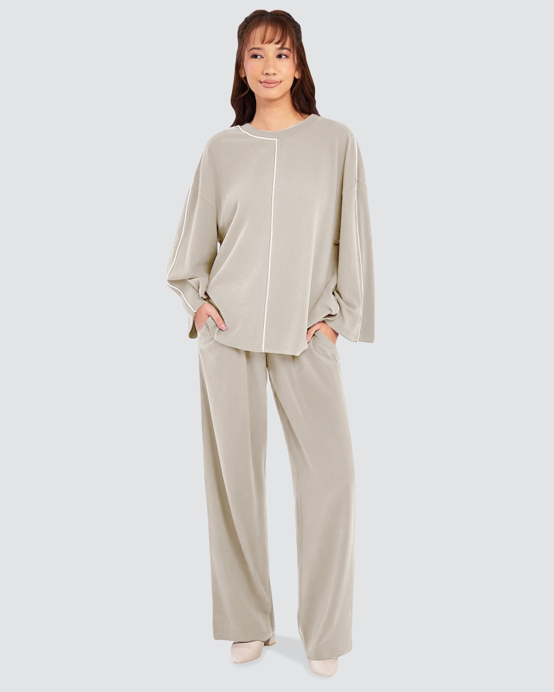 Image of THEA STRAIGHT PANTS - LATTE