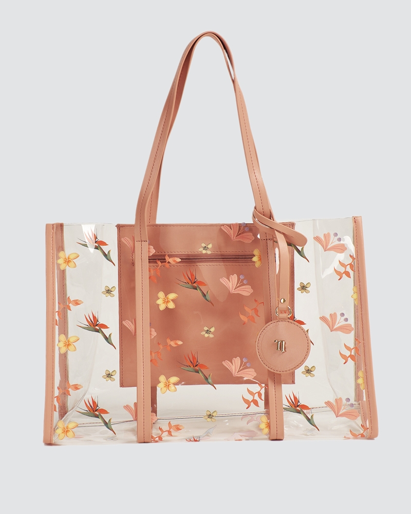 TROPICOLO CLEAR TOTE BAG - APRICOT