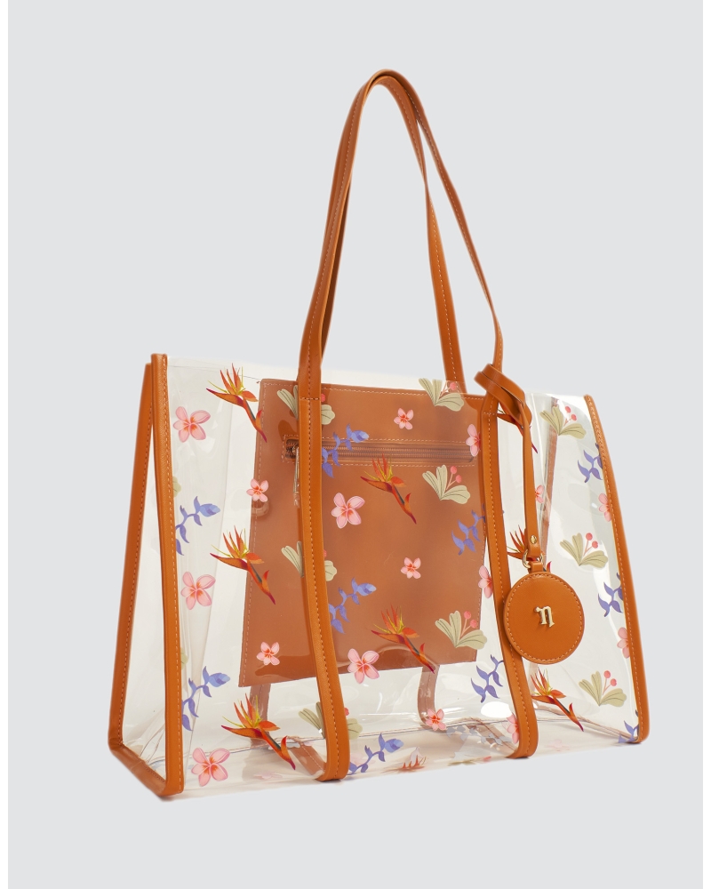 Image of TROPICOLO CLEAR TOTE BAG - CINNAMON