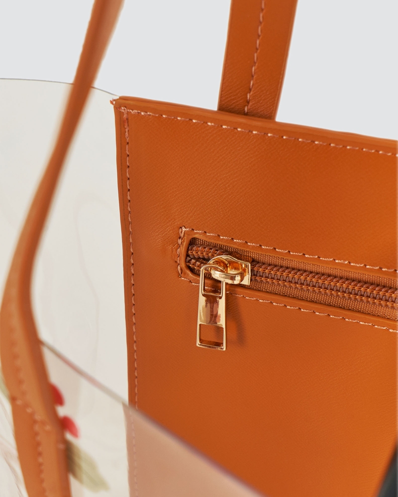 Image of TROPICOLO CLEAR TOTE BAG - CINNAMON