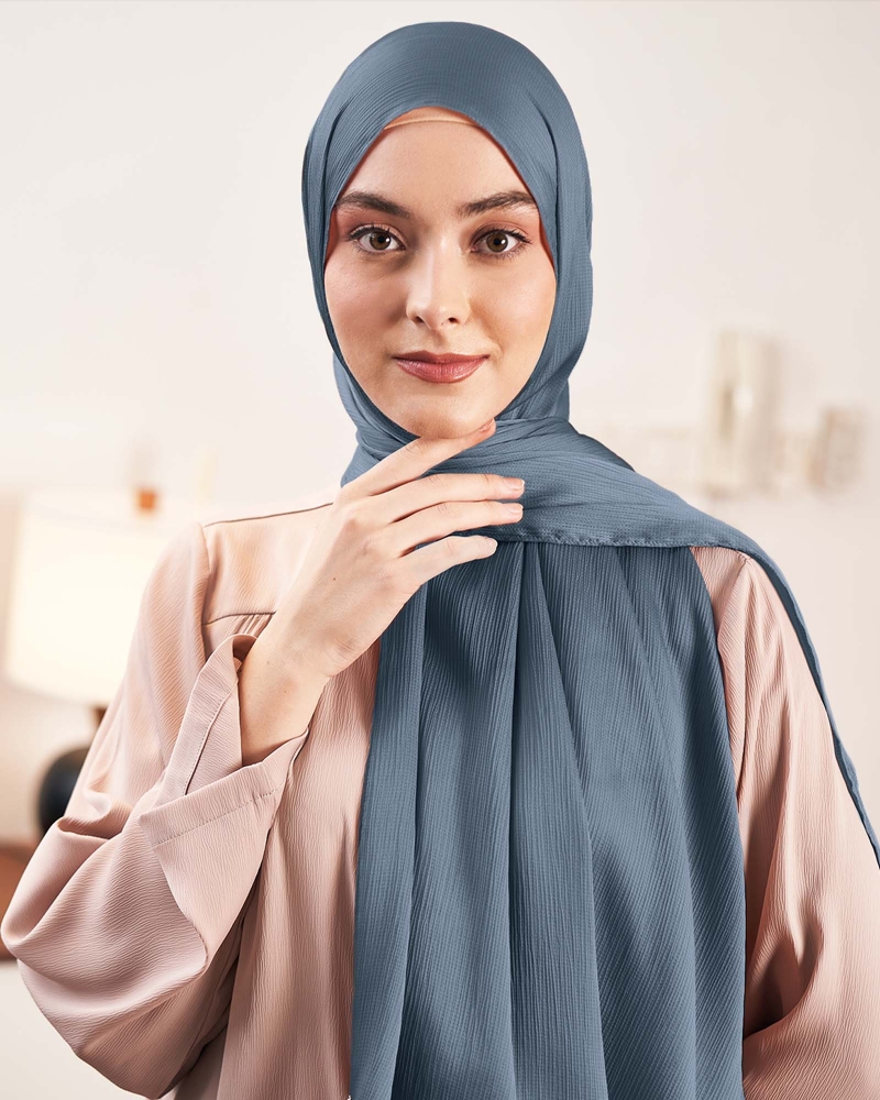 WAFFLE CHIFFON SHAWL - BLUEBERRY