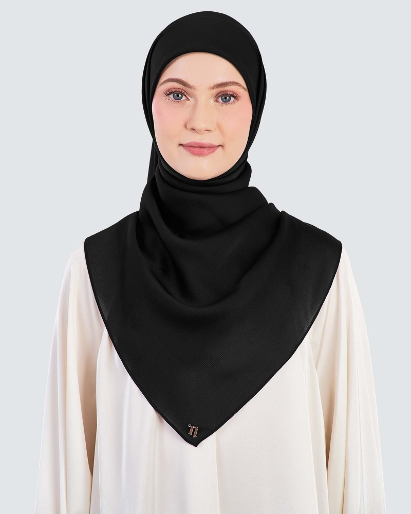 Image of WAFFLE CHIFFON SQUARE - BLACK