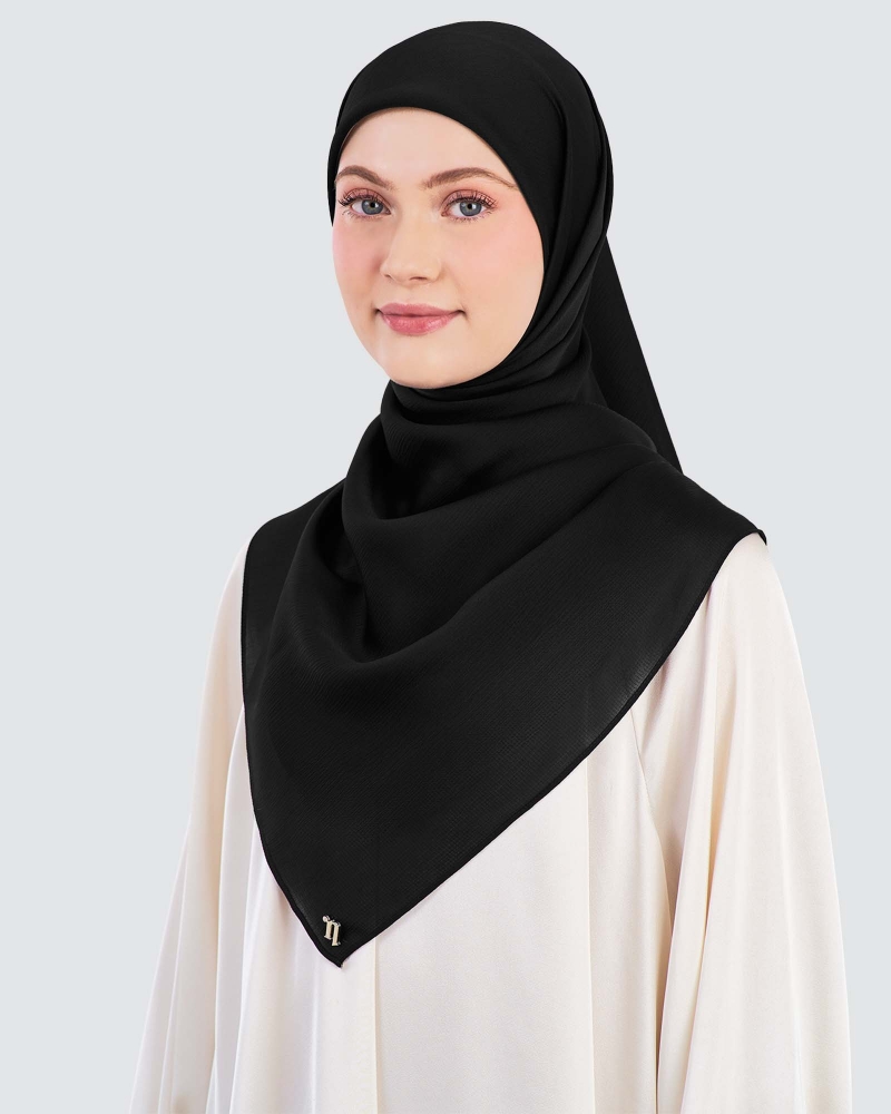 Image of WAFFLE CHIFFON SQUARE - BLACK