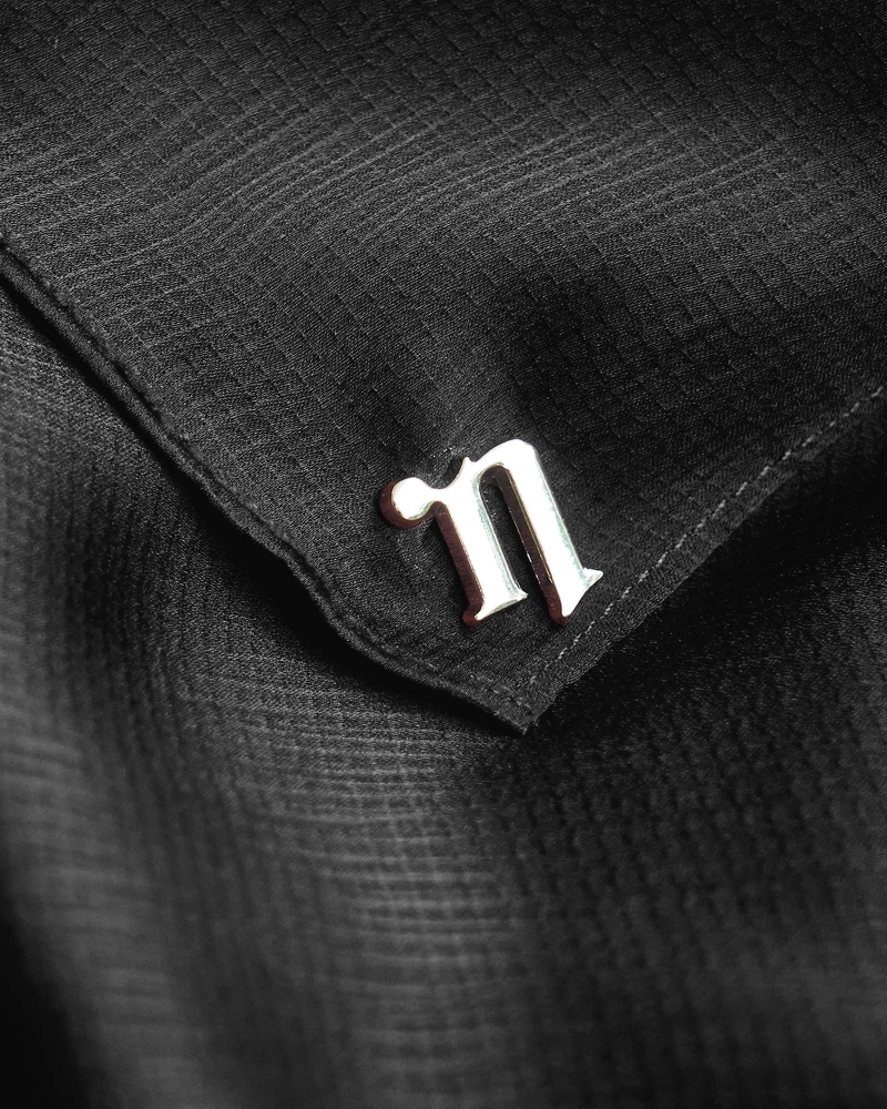 Image of WAFFLE CHIFFON SQUARE - BLACK