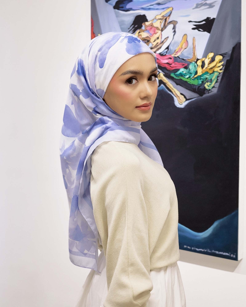 Image of WATERCOLOUR COTTON VOILE SQUARE