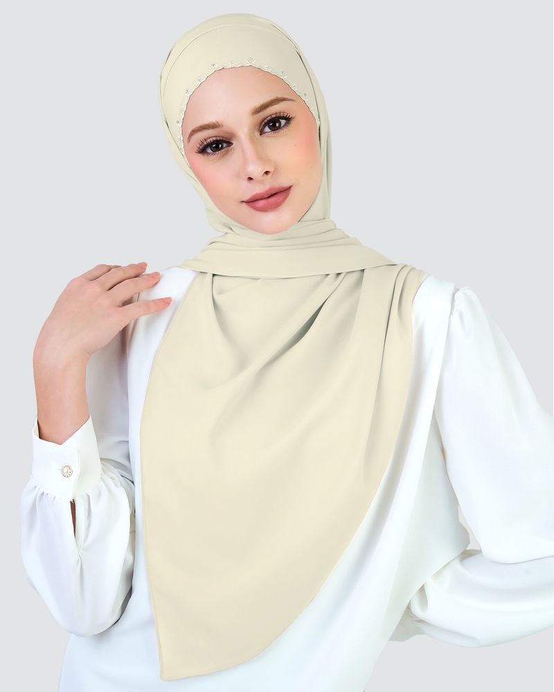 Image of WIDURI EMBROIDERED CRYSTAL SEMI-INSTANT SHAWL - SHORTBREAD