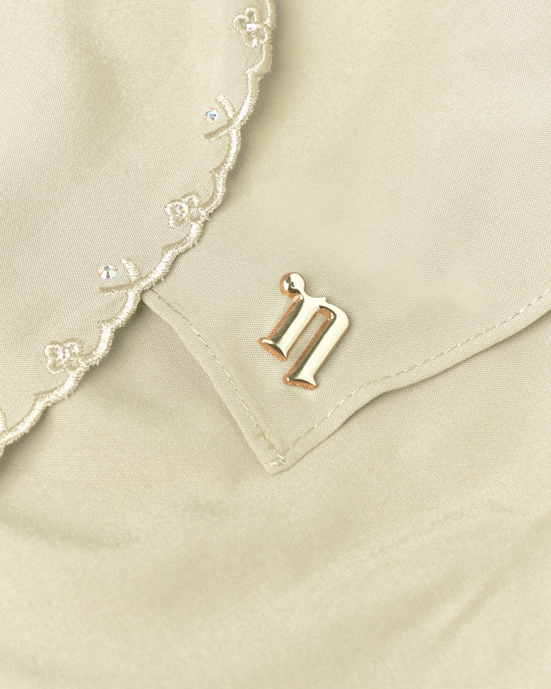 Image of WIDURI EMBROIDERED CRYSTAL SEMI-INSTANT SHAWL - SHORTBREAD