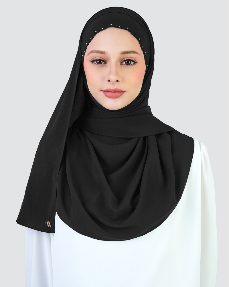 Image of WIDURI EMBROIDERED CRYSTAL SEMI-INSTANT SQUARE - BLACK