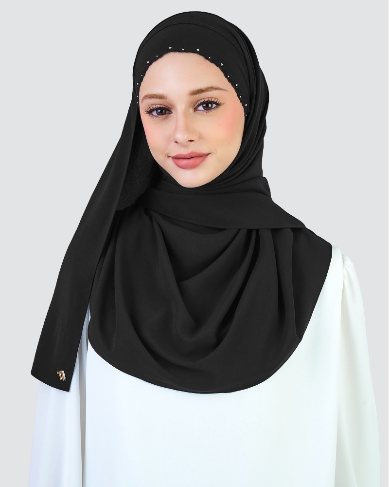 Image of WIDURI EMBROIDERED CRYSTAL SEMI-INSTANT SQUARE - BLACK