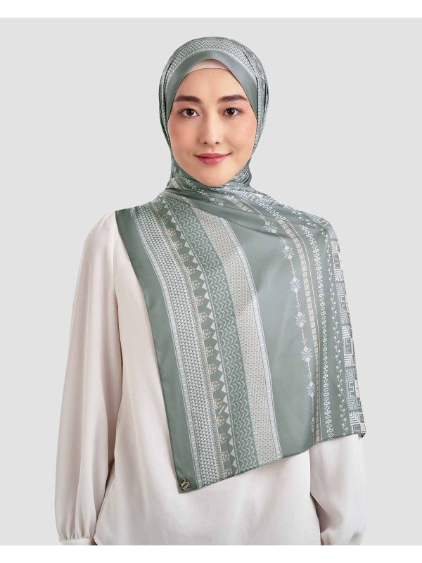 ANKA MATTE SATIN SHAWL - DAMASK GREEN