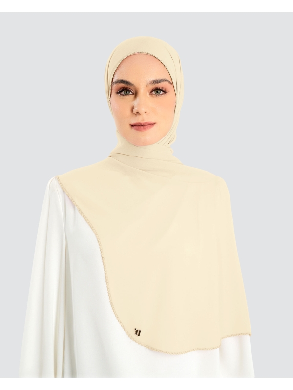 DELILAH CHIFFON SHAWL - CUSTARD