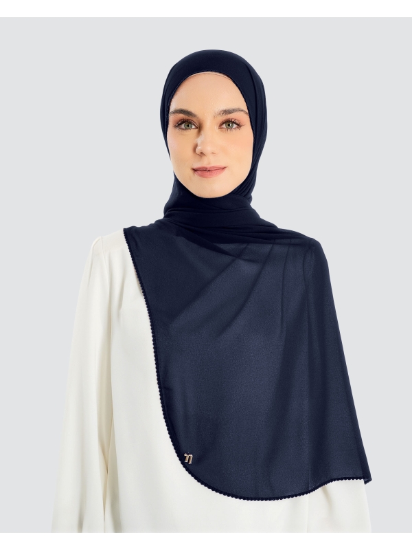 DELILAH CHIFFON SHAWL - NAVY