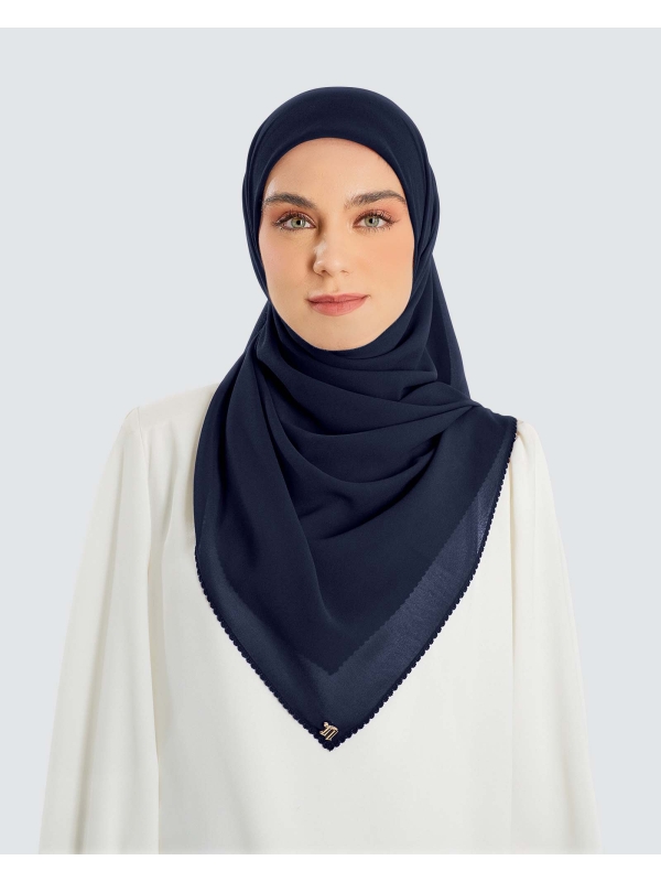 DELILAH CHIFFON SQUARE - NAVY