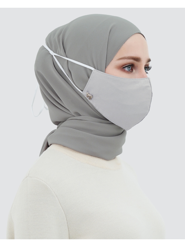 3-PLY COTTON FACE MASK - ADJUSTABLE STRAP - GREY